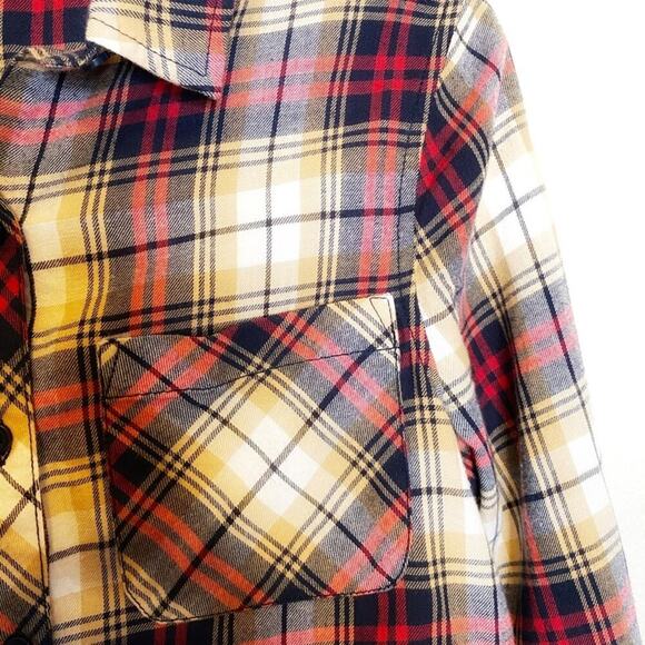 Beachlunchlounge Plaid Frayed Hem Cotton Button Down Sz XS - Picture 3 of 9